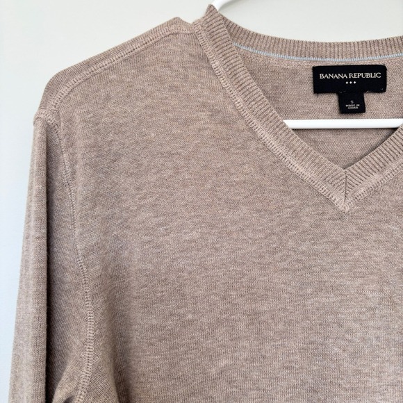 Banana Republic 100% Cotton V-Neck Sweater Business Casual Normcore Brown Men S - Picture 1 of 11